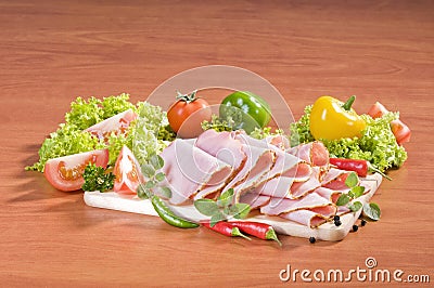 Thinly sliced ham Stock Photo
