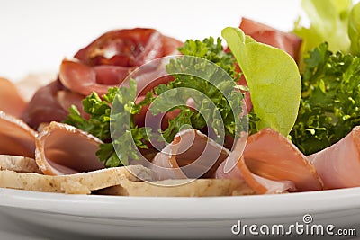 Thinly sliced meat Stock Photo