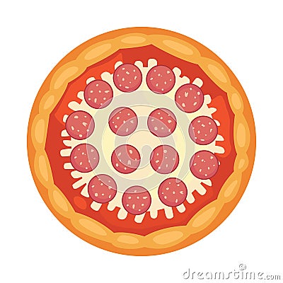 Thinly sliced pepperoni is a popular pizza. Italian cook and pizzas delivery. Vector Illustration