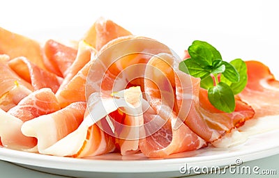 Thinly sliced prosciutto Stock Photo