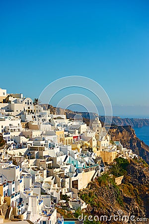 Thira town in Santorini island in the evening Editorial Stock Photo