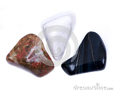 Third eye chakra healing tumbled crystal set Stock Photo