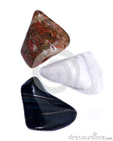 Third eye chakra healing tumbled crystal set Stock Photo