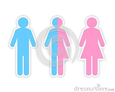 Third gender and sex concept made of half male and half female pictogram Vector Illustration