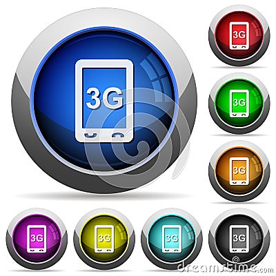 Third generation mobile connection speed round glossy buttons Stock Photo