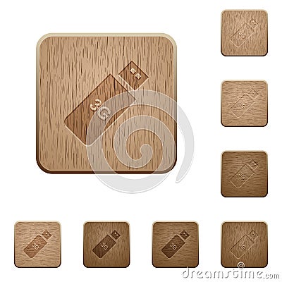 Third generation mobile stick wooden buttons Stock Photo