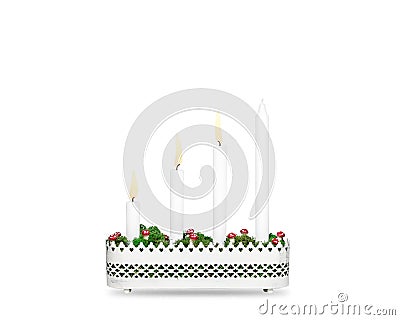 Third Sunday of Advent candlestick isolated on white background Stock Photo