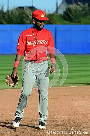 Thirds base player of Spain during the game Czech-Spain Editorial Stock Photo