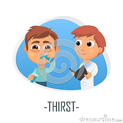 Thirst medical concept. Vector illustration. Cartoon Illustration