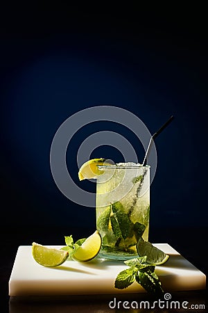 thirst quenching cold mojito garnished with Stock Photo