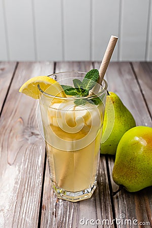 Thirst-quenching cold pear lemonade Stock Photo