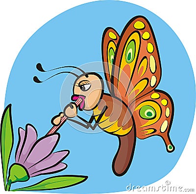 Thirsty butterfly Vector Illustration