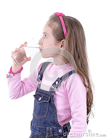 Thirsty Girl Drinking Water Stock Photo