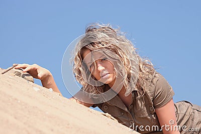 Thirsty girl looking for water Stock Photo