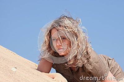 Thirsty girl looking for water Stock Photo