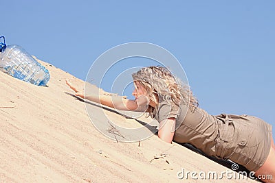 Thirsty girl looking for water Stock Photo