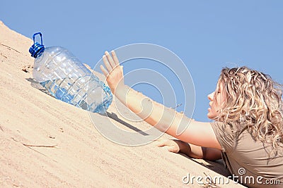 Thirsty girl looking for water Stock Photo