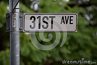 31st Ave Street Name Sign Stock Photo