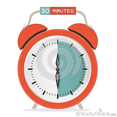 Thirty Minutes Stop Watch - Alarm Clock Vector Illustration