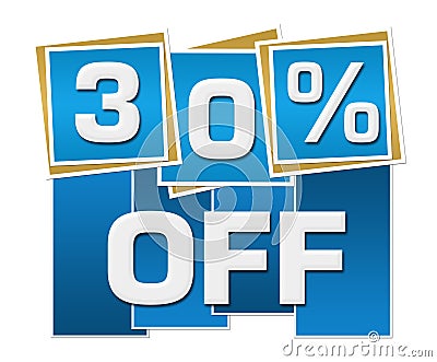 Discount Thirty Percent Off Blue Squares Stripes Stock Photo