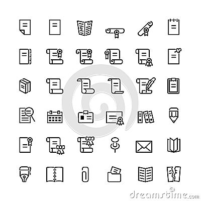 Thirty six black outline computer icons Vector Illustration