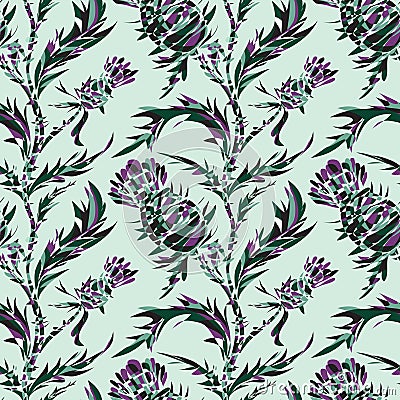 Vector seamless pattern with thistle Vector Illustration