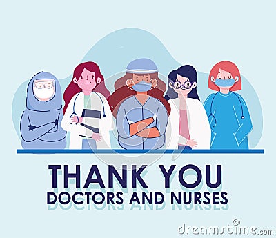 thnak you female staff medical Vector Illustration