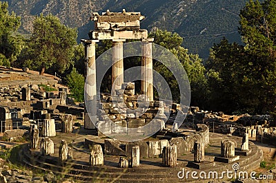 The Tholos at the sanctuary of Athena Pronaia Stock Photo