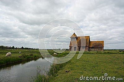 Lonely Isolated St Thomas A` Becket Church. Fairfield, Romney Marsh, Kent, UK Stock Photo
