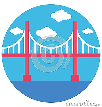 Basic RGB Thomas Bridge Color Isolated Vector Icon that can be easily modified or edit Vector Illustration