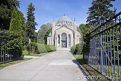 Thomas Foster Memorial in Uxbridge. It is a unique artistic treasure with solid bronze doors and stained glass windows Editorial Stock Photo