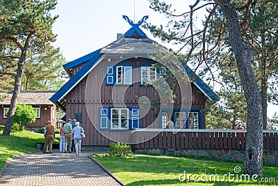 Thomas Mann summer house, old Lithuanian traditional wooden house in Nida, Lithuania Editorial Stock Photo