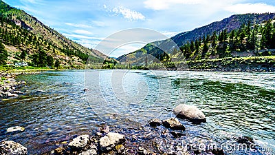 Thompson River with its many rapids flowing through the Canyon Stock Photo