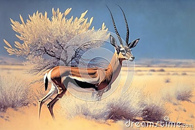 Thomson's gazelle in the African grassland. Created with generative AI technology. Stock Photo