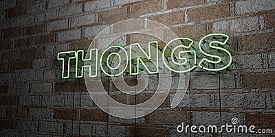 THONGS - Glowing Neon Sign on stonework wall - 3D rendered royalty free stock illustration Cartoon Illustration