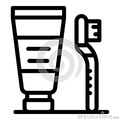 Thoothbrush and paste icon, outline style Vector Illustration