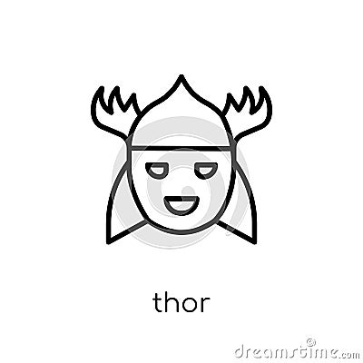 Thor icon. Trendy modern flat linear vector Thor icon on white b Vector Illustration