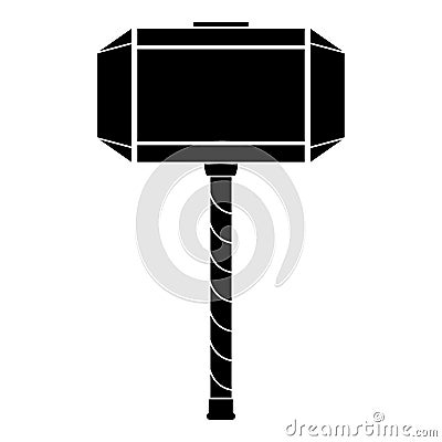 Thor's hammer Mjolnir icon black color vector illustration flat style image Vector Illustration