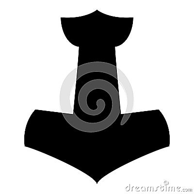 Thor's hammer Mjolnir icon black color vector illustration flat style image Vector Illustration