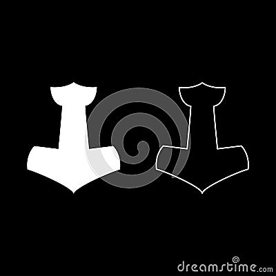 Thor's hammer Mjolnir icon set white color illustration flat style simple image Vector Illustration