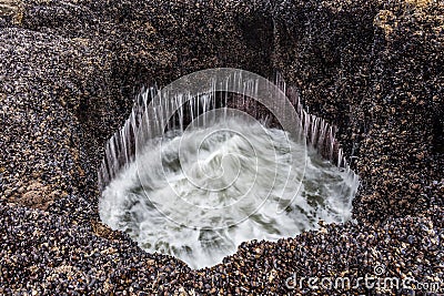 Thor`s Well hole Cape Perpetua Oregon Coast Stock Photo