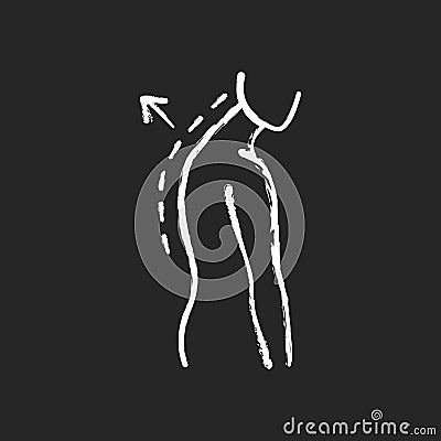 Thoracic kyphosis chalk white icon on black background Vector Illustration