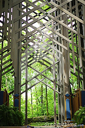 Thorncrown Chapel - interior front Stock Photo