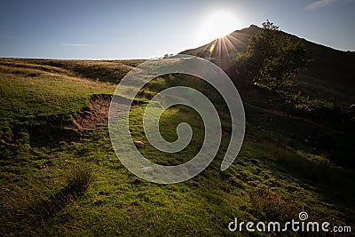 Thorpe Cloud, summer sun Dovedale, Peak District Stock Photo