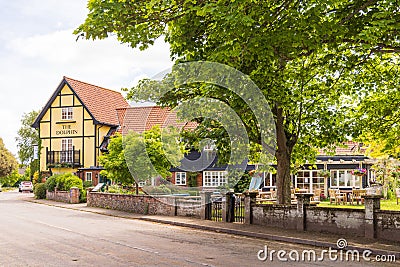 View of the Dolphin Inn pub. Thorpeness. UK Editorial Stock Photo