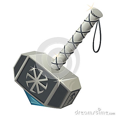 Thors hammer with Celtic symbol closeup Vector Illustration