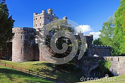 Hoddom Castle Ruins in Evening Light, Dumfries and Galloway, Scotland, Great Britain Stock Photo