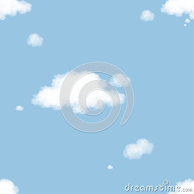 Thought cloud Seamless on blue sky background Isolated pattern Think bubble Endless White Blank Speech Vector illustration 3D Vector Illustration