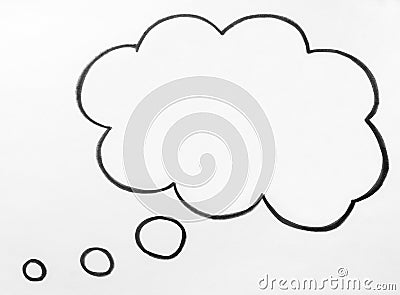 Thought cloud and thinking speech bubble balloon Stock Photo