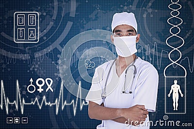 Thoughtful doctor wearing mask Stock Photo